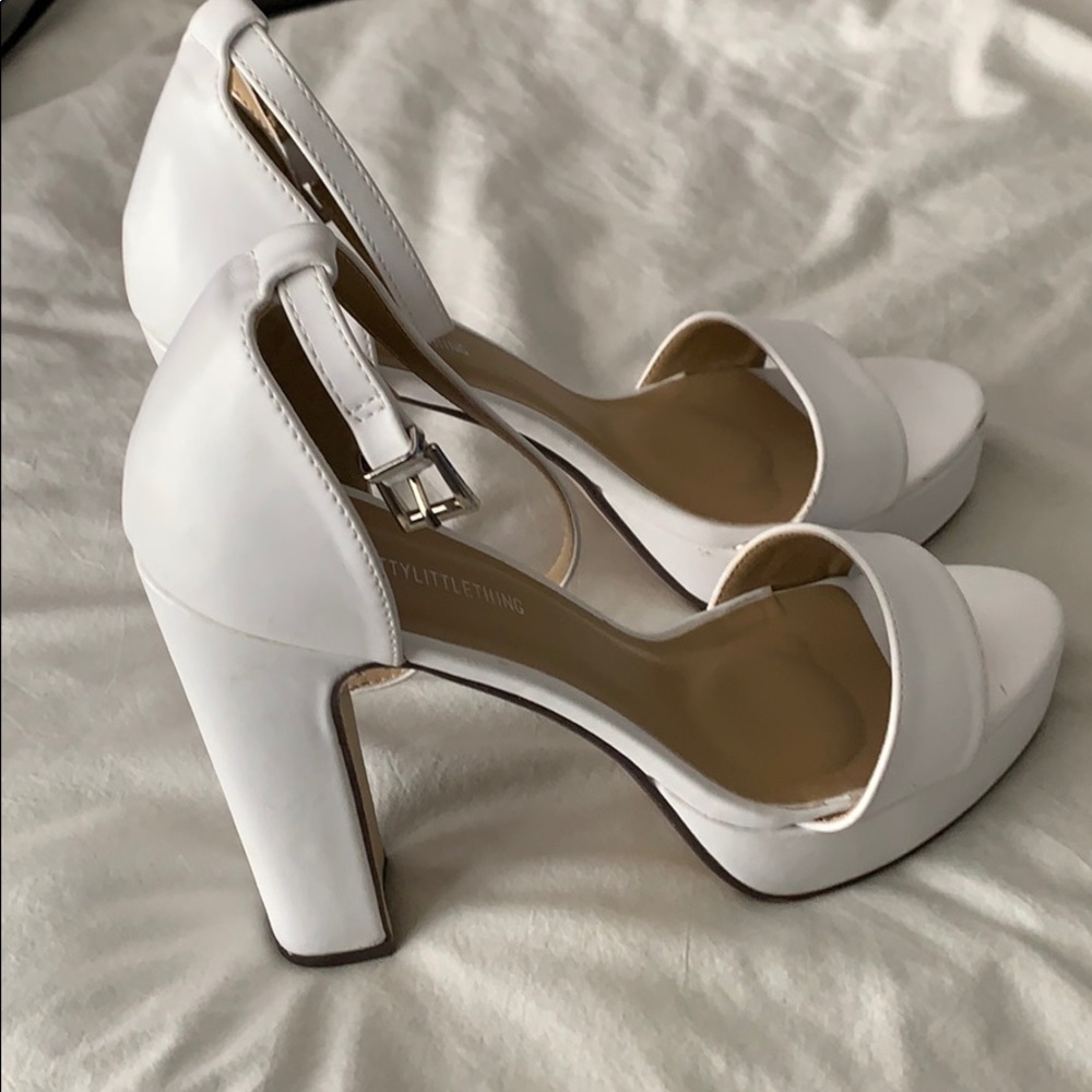 Pretty little thing white platform heels